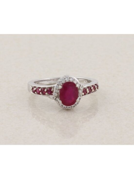 Unbranded Jewelry - Sterling Silver Ruby and White Zircon Ring Size 9